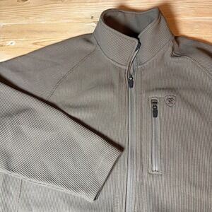 Ariat Sweater Mens M Brown Full Zip Polyester Pullover Fleece